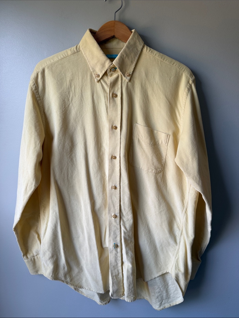 J. McLaughlin Butter Yellow Corduroy Button-Down Shirt size L